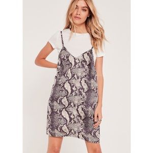 NWOT Misgguided Snake Print 2-in-1 Mini Dress